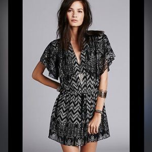 Free People F362Y072 Love Your Chaos Black Combo Print Drop Waist Dress